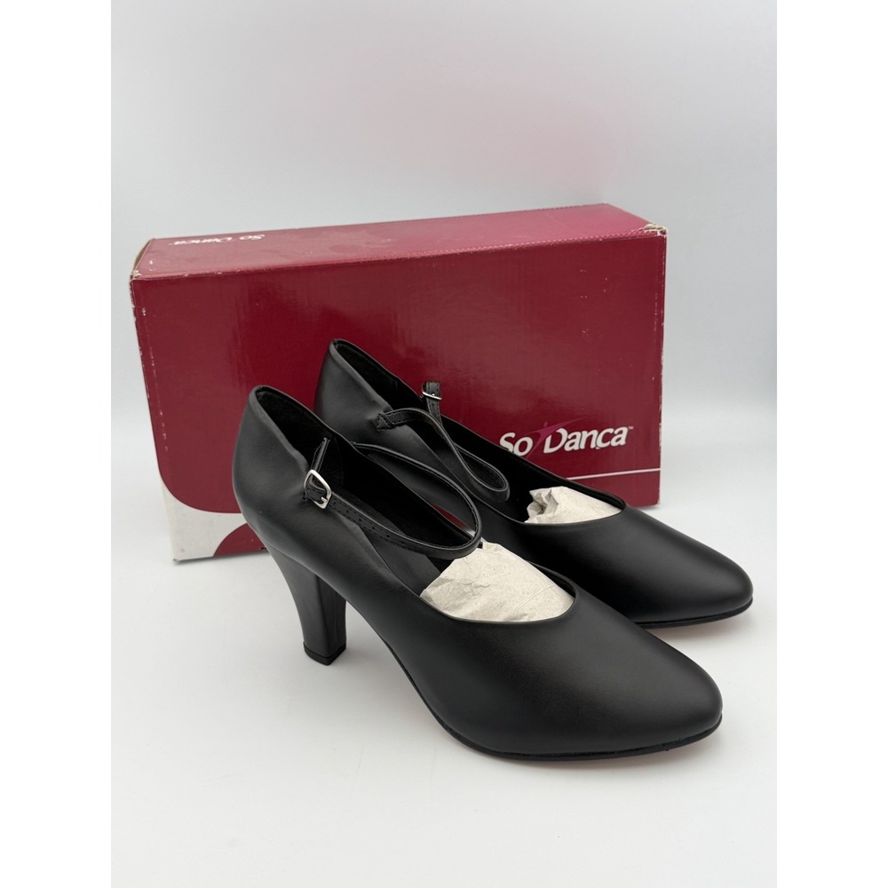 So Danca CH53 Character Shoes Black 10.5L Leather Upper Dance Heels NIB